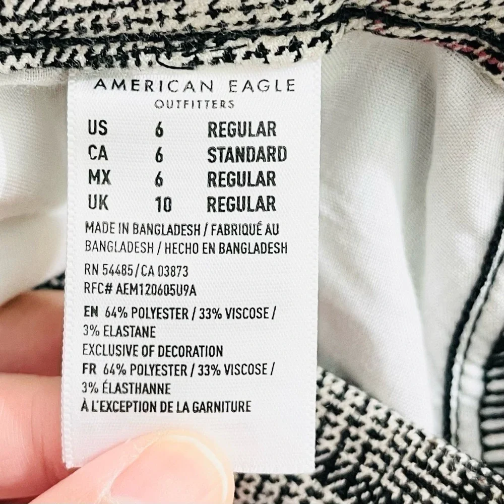 American Eagle Stretch Super High Rise Skinny Trousers 6 Black/White Pockets